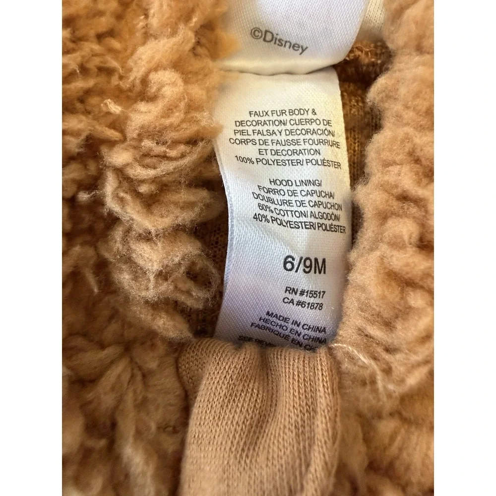 Disney Baby Mickey Mouse Brown Fleece Hooded Snowsuit‎ 6-9 Months Full Zip